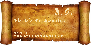 Mátéfi Oszvalda névjegykártya